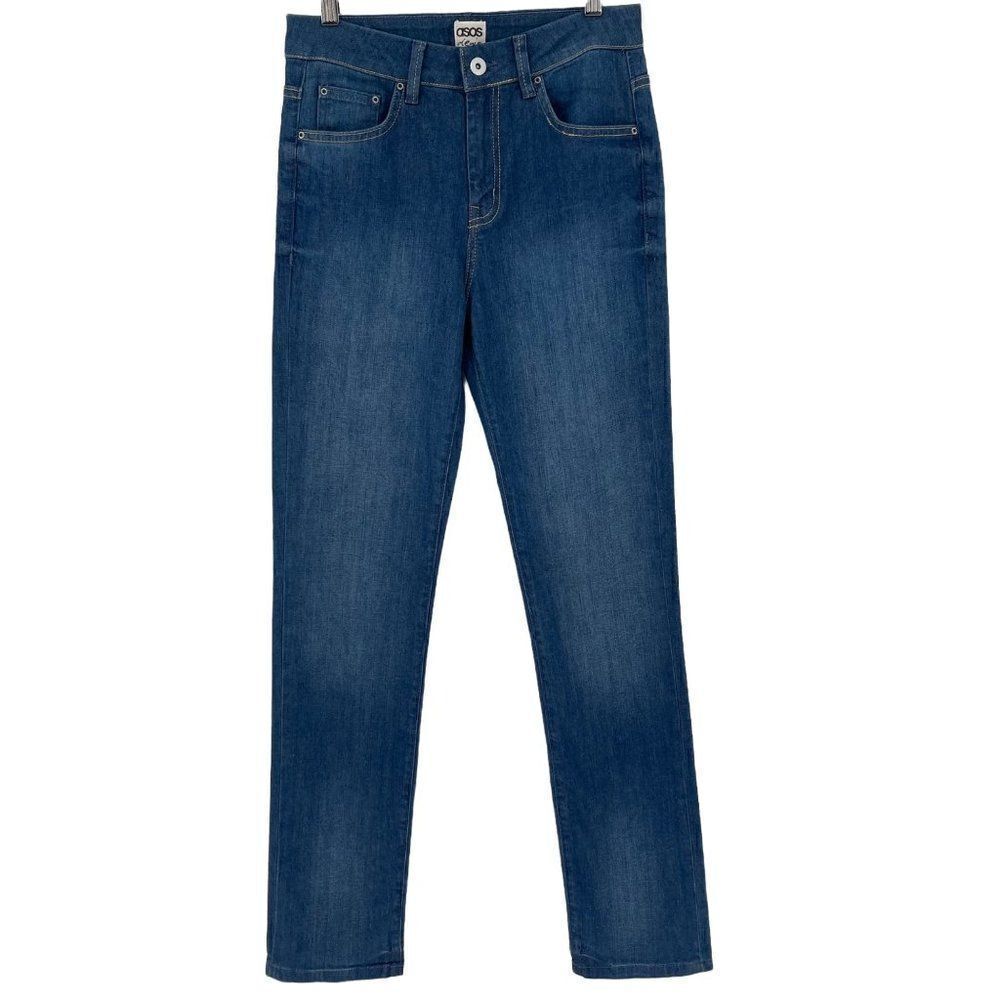 ASOS Denim High Rise Slim Straight Jeans Medium Wash NWT Women US 8